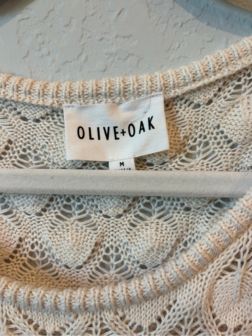 Olive + Oak Cream Crochet Knit Sleeveless Midi Dress with Lining | Size Medium - Picture 3 of 3